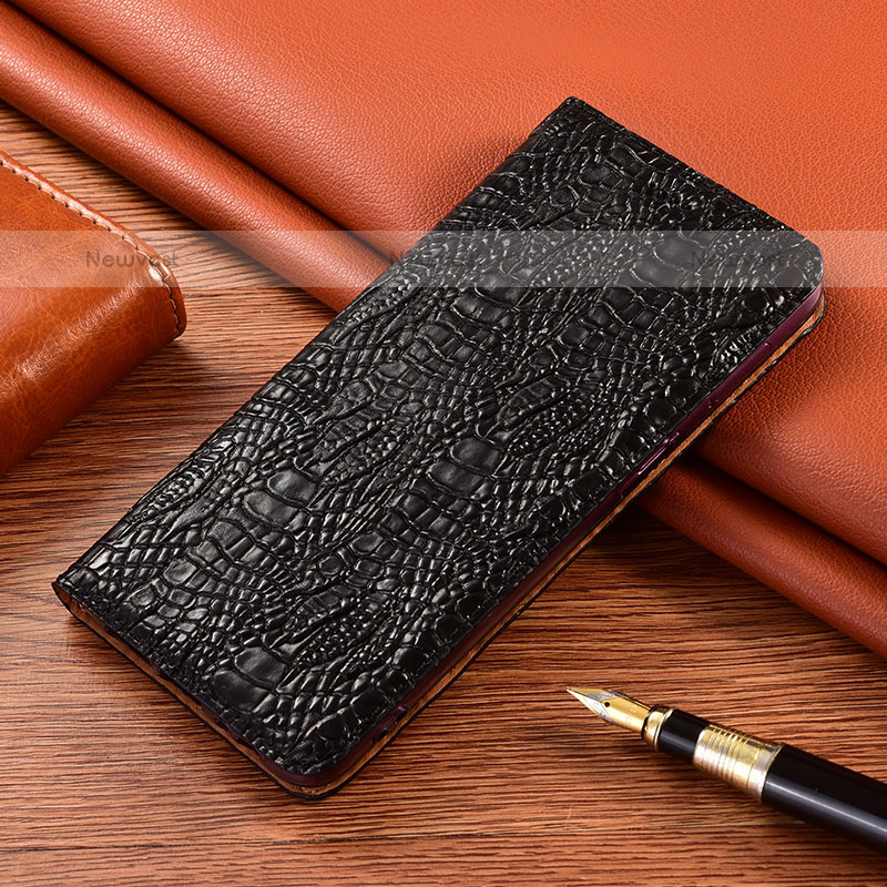 Leather Case Stands Flip Cover Holder H17P for Samsung Galaxy A51 4G Black