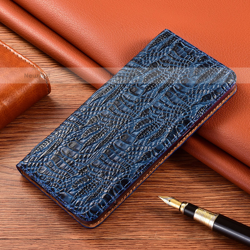 Leather Case Stands Flip Cover Holder H17P for Samsung Galaxy M31 Blue