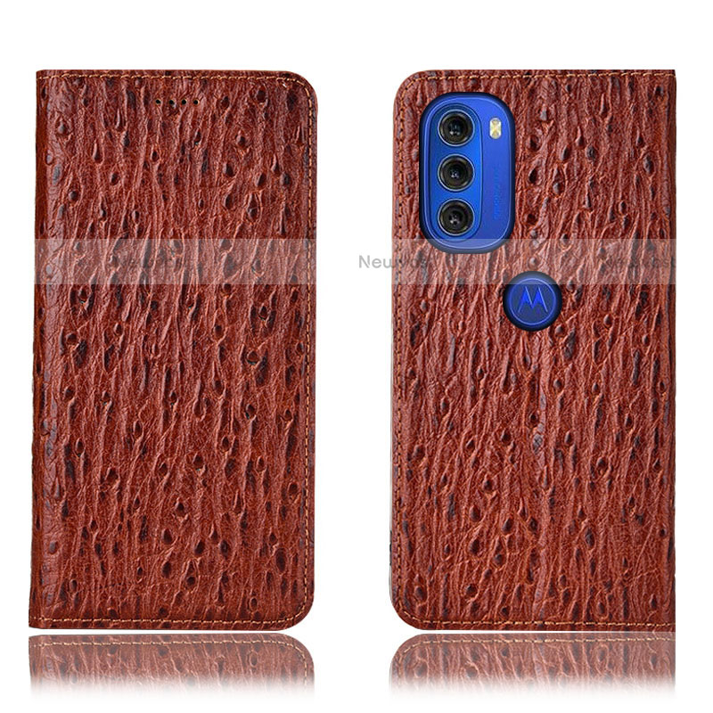 Leather Case Stands Flip Cover Holder H18P for Motorola Moto G51 5G