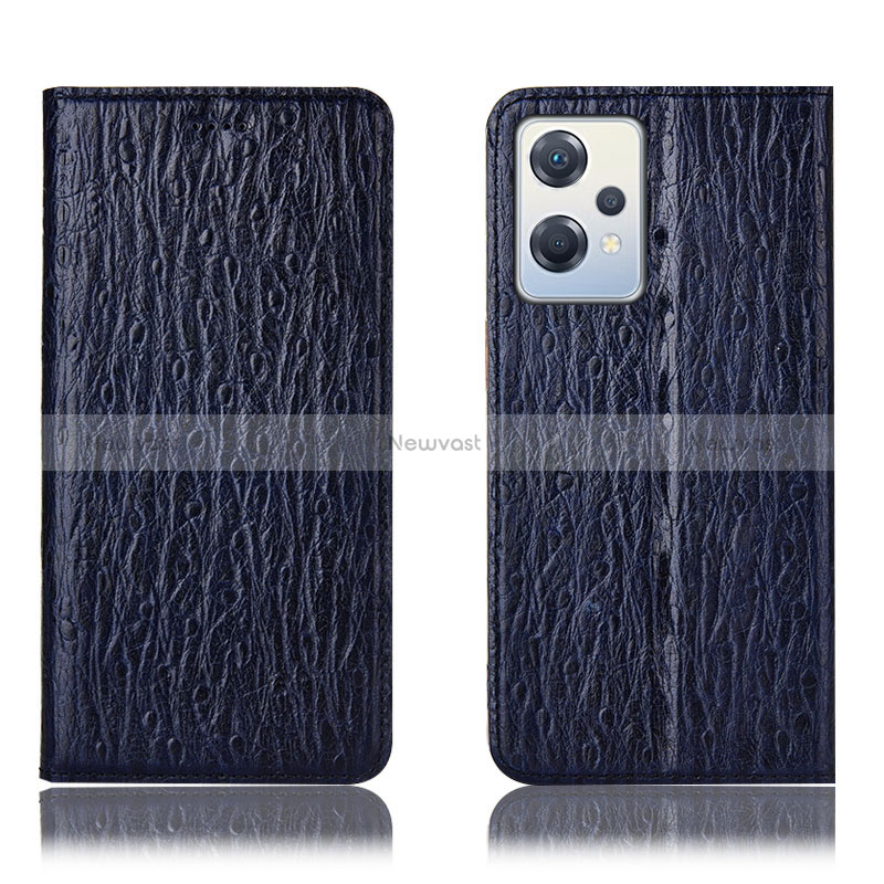 Leather Case Stands Flip Cover Holder H18P for OnePlus Nord CE 2 Lite 5G Blue