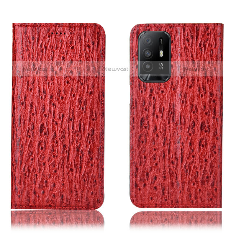 Leather Case Stands Flip Cover Holder H18P for Oppo A94 5G Red