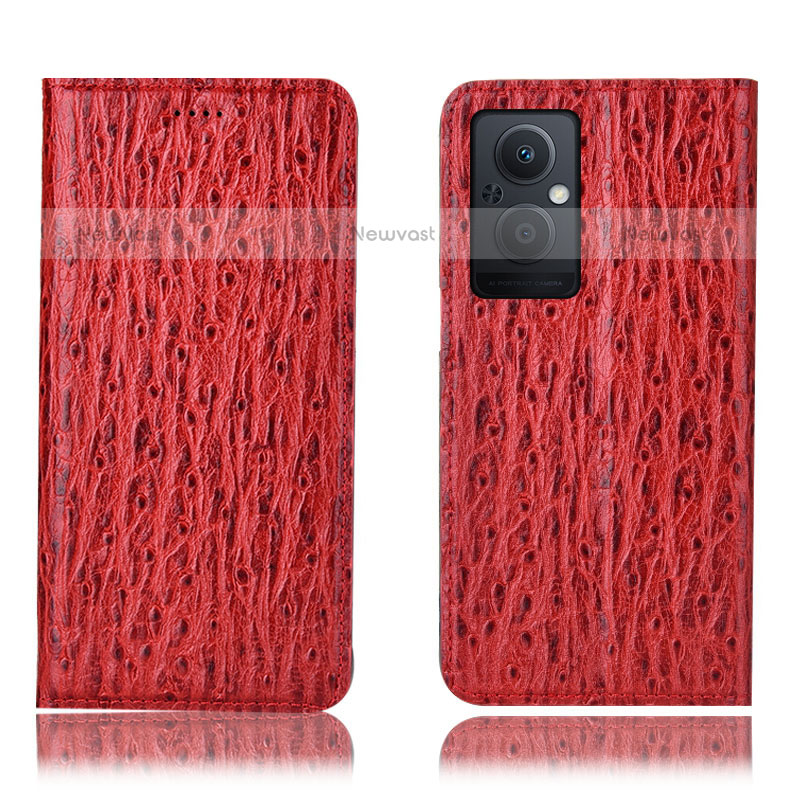 Leather Case Stands Flip Cover Holder H18P for Oppo F21s Pro 5G Red