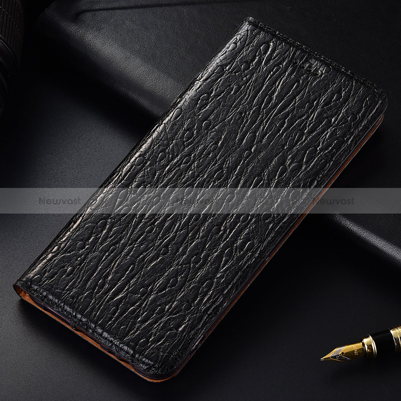 Leather Case Stands Flip Cover Holder H18P for Oppo K10 4G Black