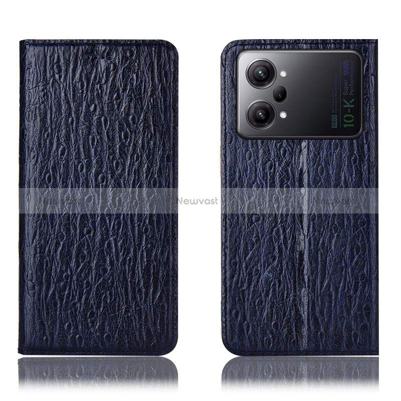 Leather Case Stands Flip Cover Holder H18P for Oppo K10 Pro 5G Blue