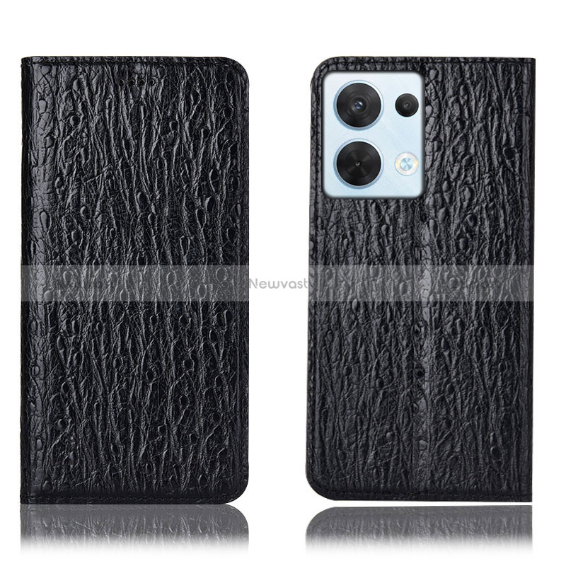 Leather Case Stands Flip Cover Holder H18P for Oppo Reno8 5G