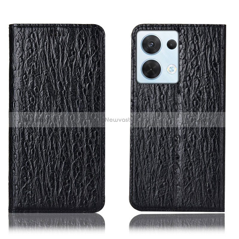 Leather Case Stands Flip Cover Holder H18P for Oppo Reno9 5G