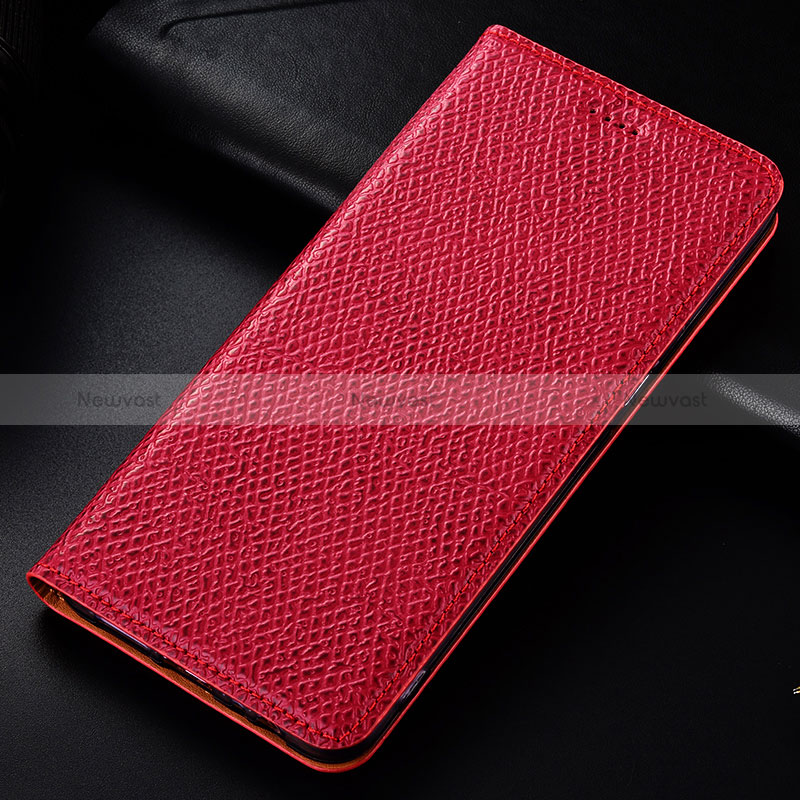 Leather Case Stands Flip Cover Holder H18P for Samsung Galaxy A12 5G Red