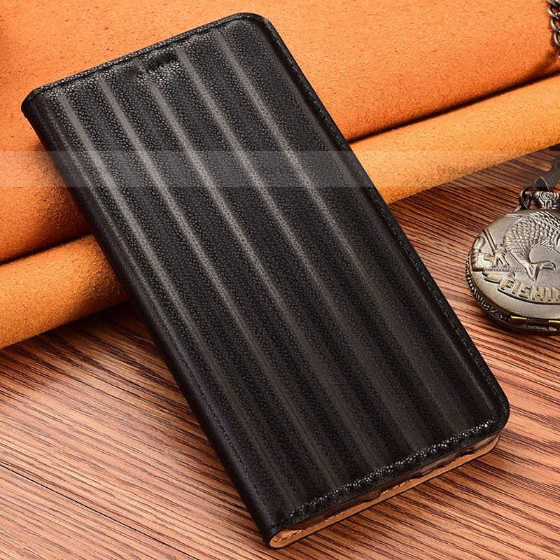 Leather Case Stands Flip Cover Holder H18P for Samsung Galaxy S21 5G Black