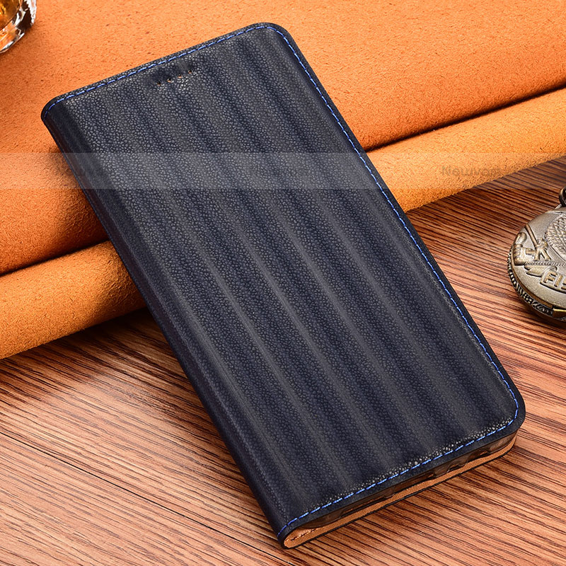 Leather Case Stands Flip Cover Holder H18P for Samsung Galaxy S22 Plus 5G Blue