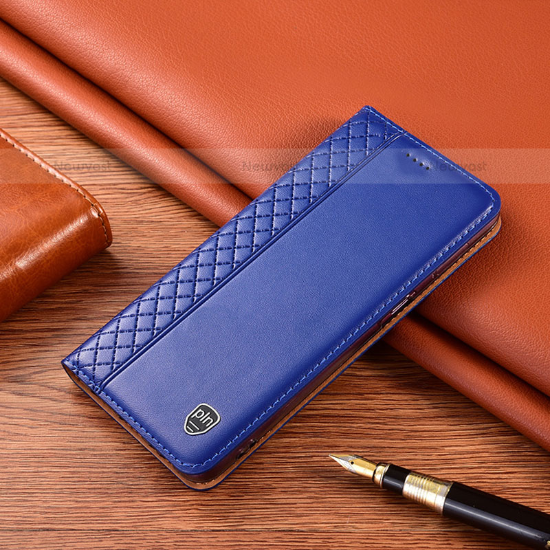 Leather Case Stands Flip Cover Holder H18P for Vivo iQOO 8 Pro 5G Blue