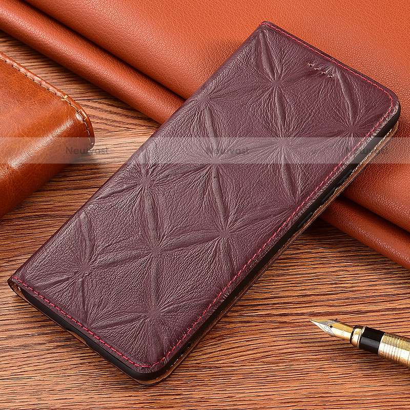 Leather Case Stands Flip Cover Holder H19P for Motorola Moto Edge 20 Lite 5G Red Wine