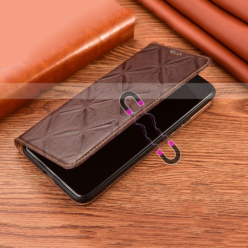 Leather Case Stands Flip Cover Holder H19P for Motorola Moto G Play (2023)