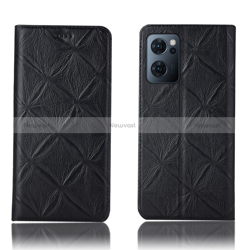 Leather Case Stands Flip Cover Holder H19P for OnePlus Nord CE 2 5G Black