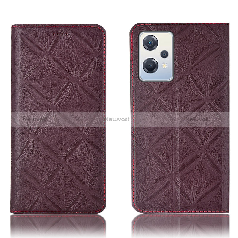 Leather Case Stands Flip Cover Holder H19P for OnePlus Nord CE 2 Lite 5G Red Wine