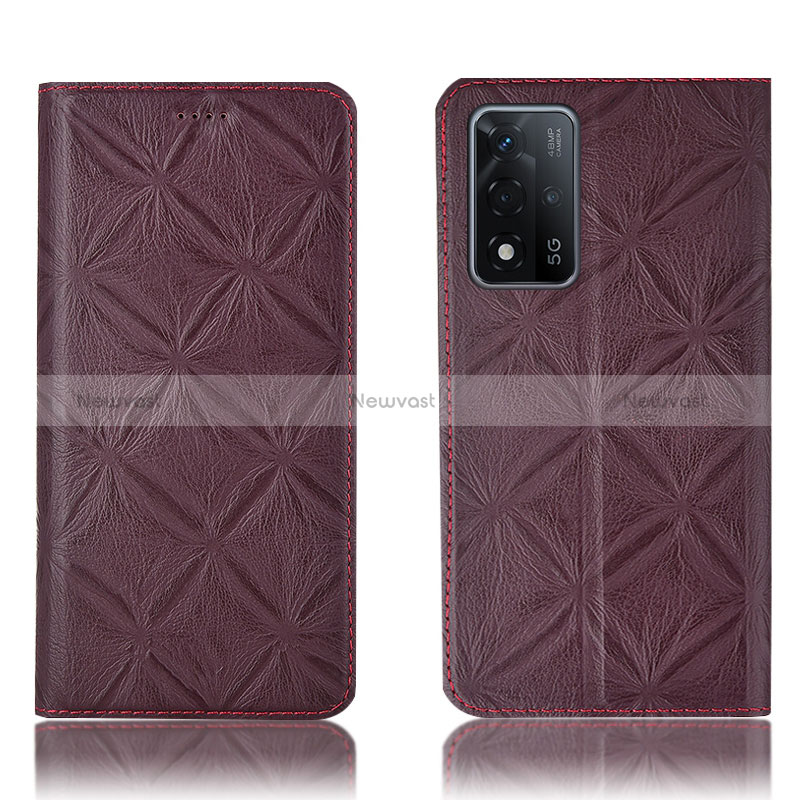 Leather Case Stands Flip Cover Holder H19P for Oppo A93s 5G