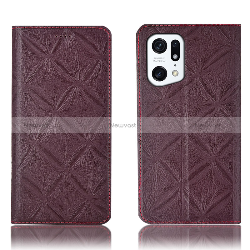 Leather Case Stands Flip Cover Holder H19P for Oppo Find X5 5G