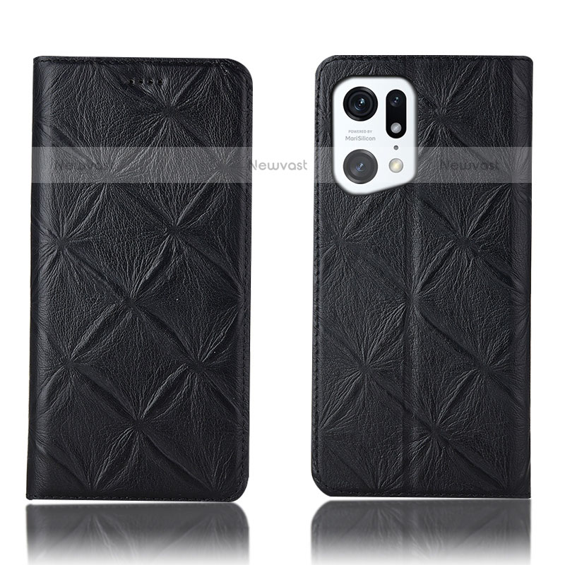 Leather Case Stands Flip Cover Holder H19P for Oppo Find X5 Pro 5G