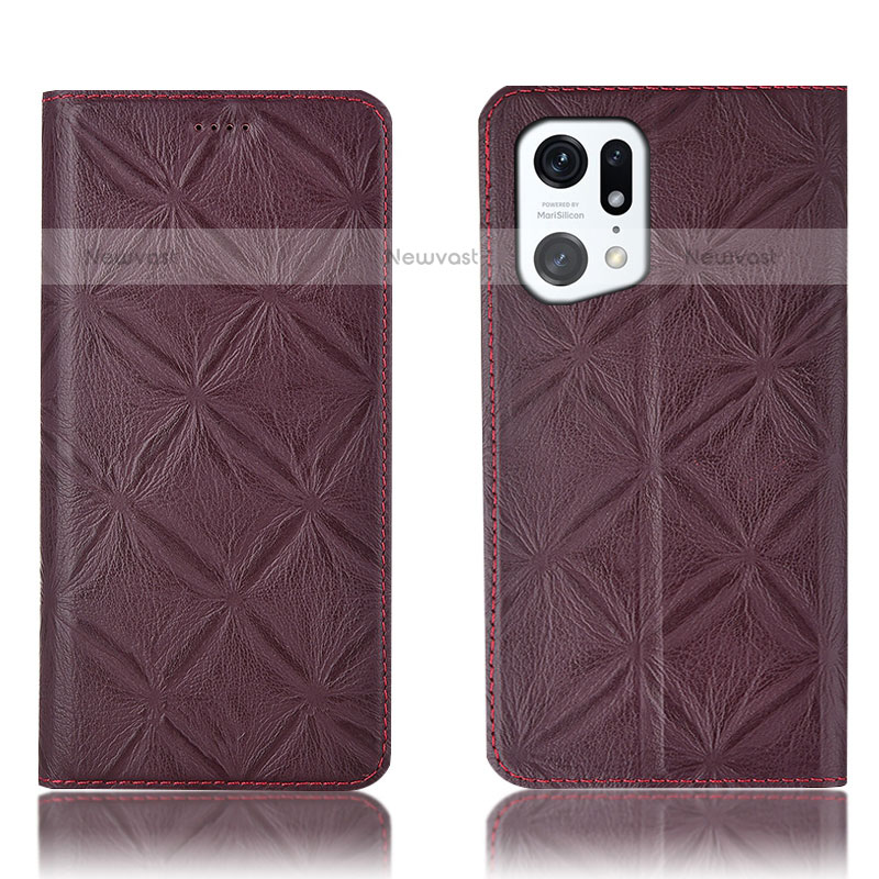 Leather Case Stands Flip Cover Holder H19P for Oppo Find X5 Pro 5G