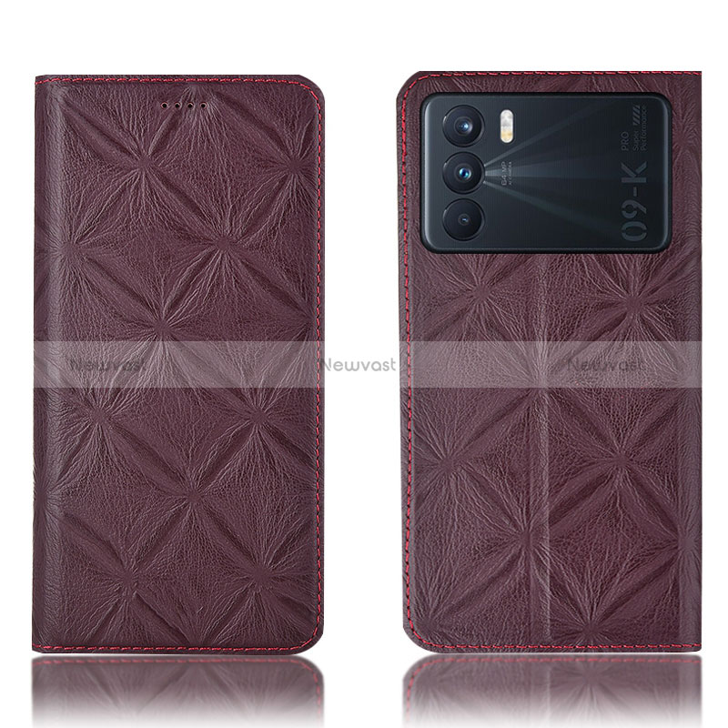 Leather Case Stands Flip Cover Holder H19P for Oppo K9 Pro 5G