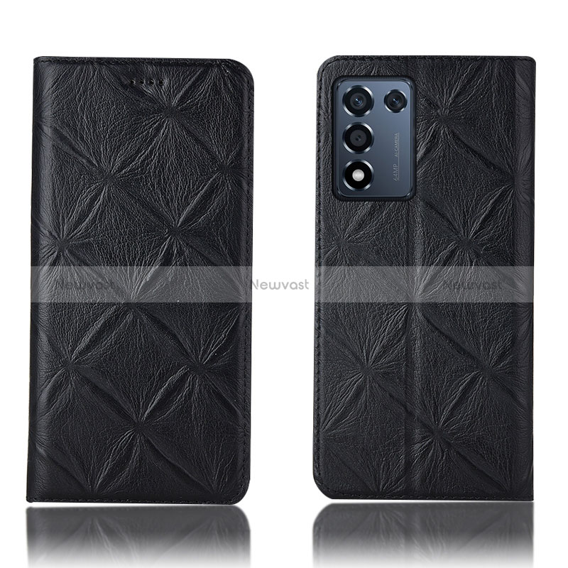 Leather Case Stands Flip Cover Holder H19P for Realme 9 SE 5G Black