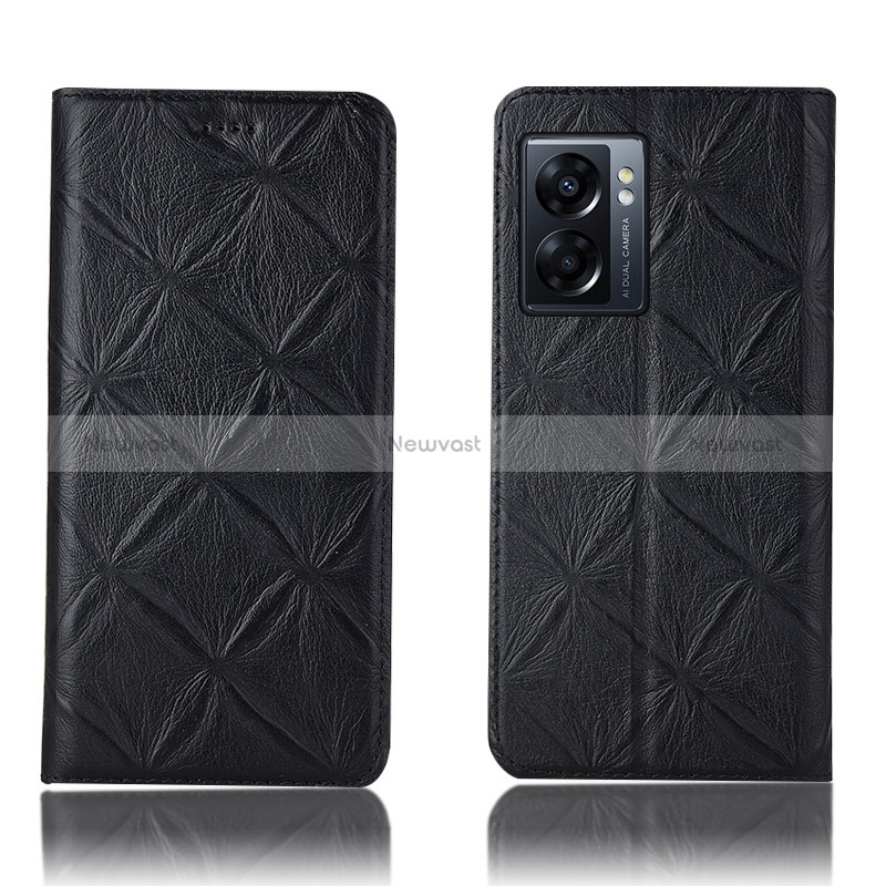 Leather Case Stands Flip Cover Holder H19P for Realme Q5i 5G Black