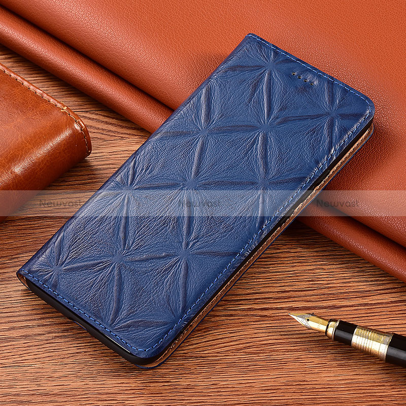 Leather Case Stands Flip Cover Holder H19P for Vivo V25 Pro 5G Blue