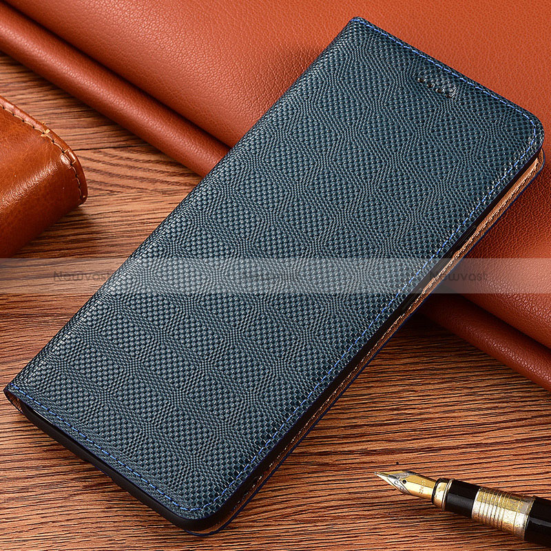 Leather Case Stands Flip Cover Holder H20P for Asus ZenFone 8 Mini Blue