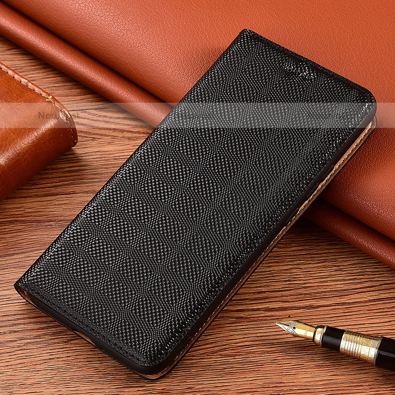 Leather Case Stands Flip Cover Holder H20P for Samsung Galaxy XCover 5 SM-G525F Black