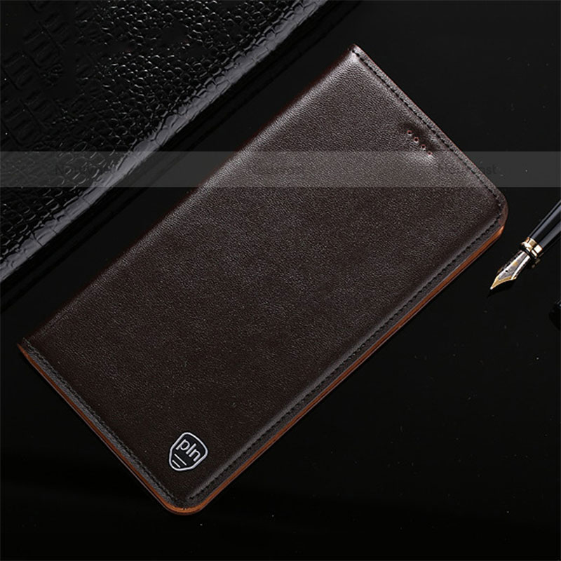 Leather Case Stands Flip Cover Holder H20P for Vivo iQOO 8 5G Brown