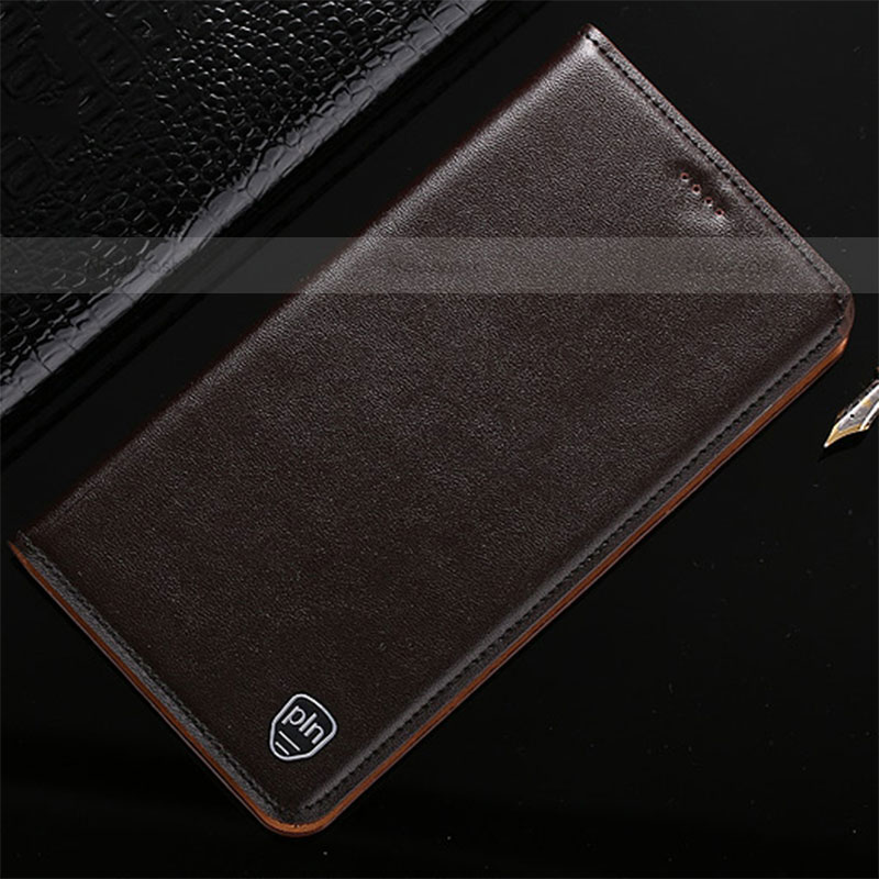 Leather Case Stands Flip Cover Holder H20P for Vivo iQOO 9 5G Brown