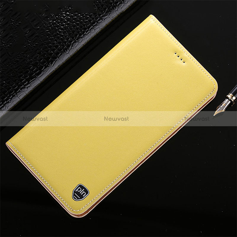 Leather Case Stands Flip Cover Holder H21P for Apple iPhone 11 Pro Max Yellow