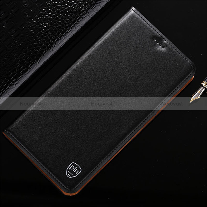 Leather Case Stands Flip Cover Holder H21P for Asus Zenfone 9 Black