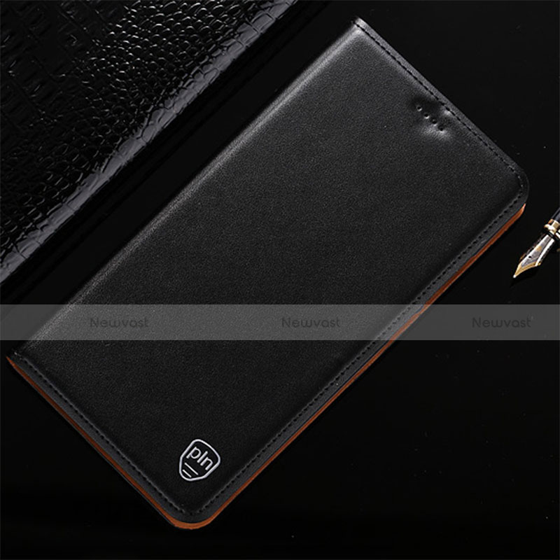 Leather Case Stands Flip Cover Holder H21P for Motorola Moto G40 Fusion Black