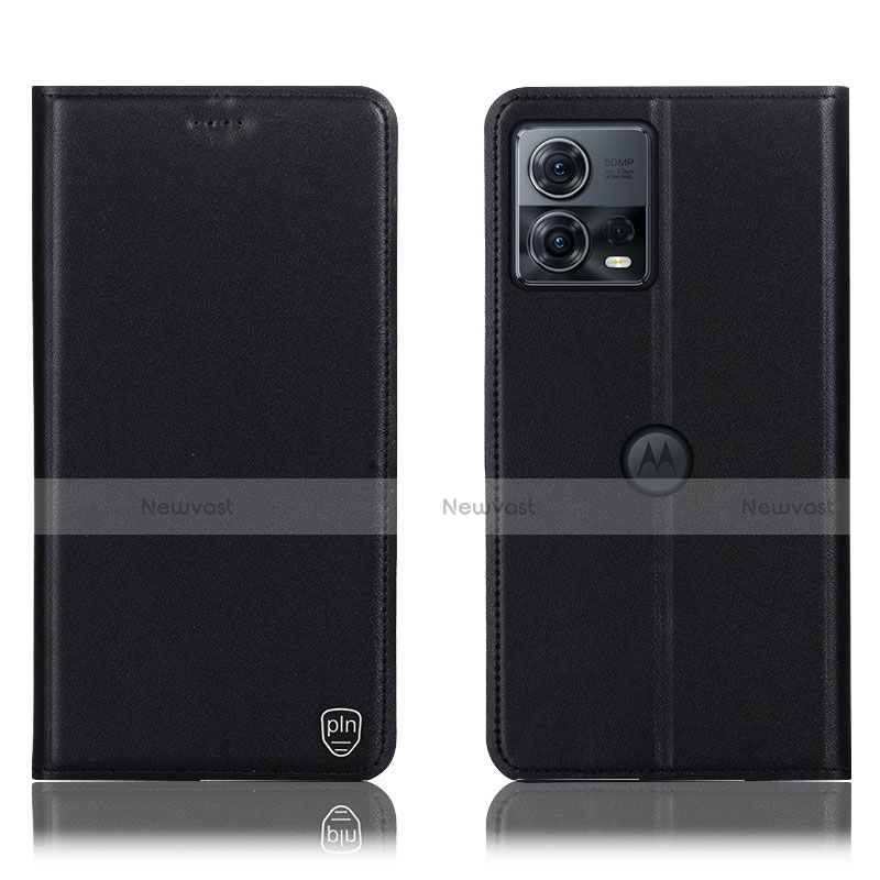 Leather Case Stands Flip Cover Holder H21P for Motorola Moto S30 Pro 5G Black
