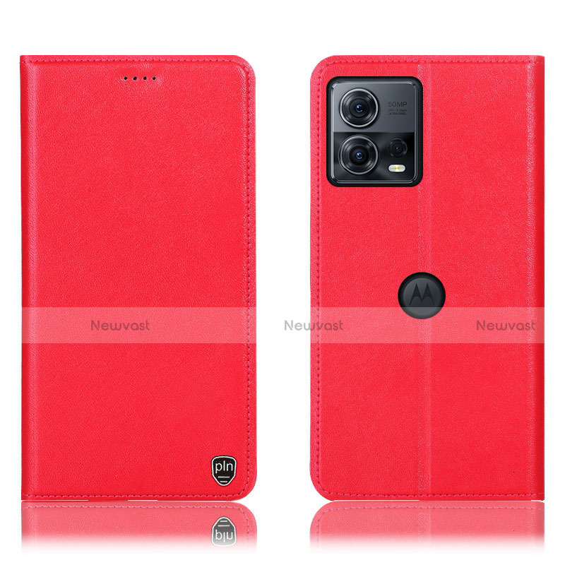 Leather Case Stands Flip Cover Holder H21P for Motorola Moto S30 Pro 5G Red