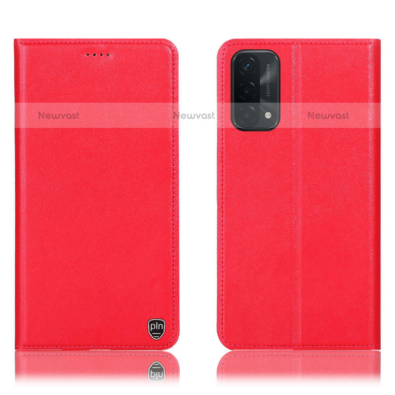 Leather Case Stands Flip Cover Holder H21P for OnePlus Nord N200 5G Red