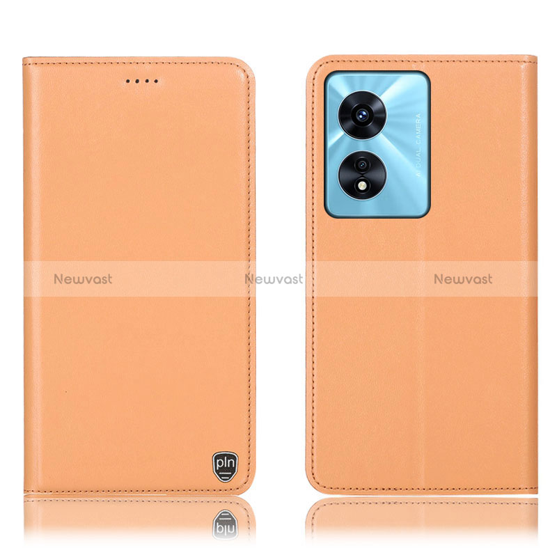 Leather Case Stands Flip Cover Holder H21P for Oppo A1x 5G Orange