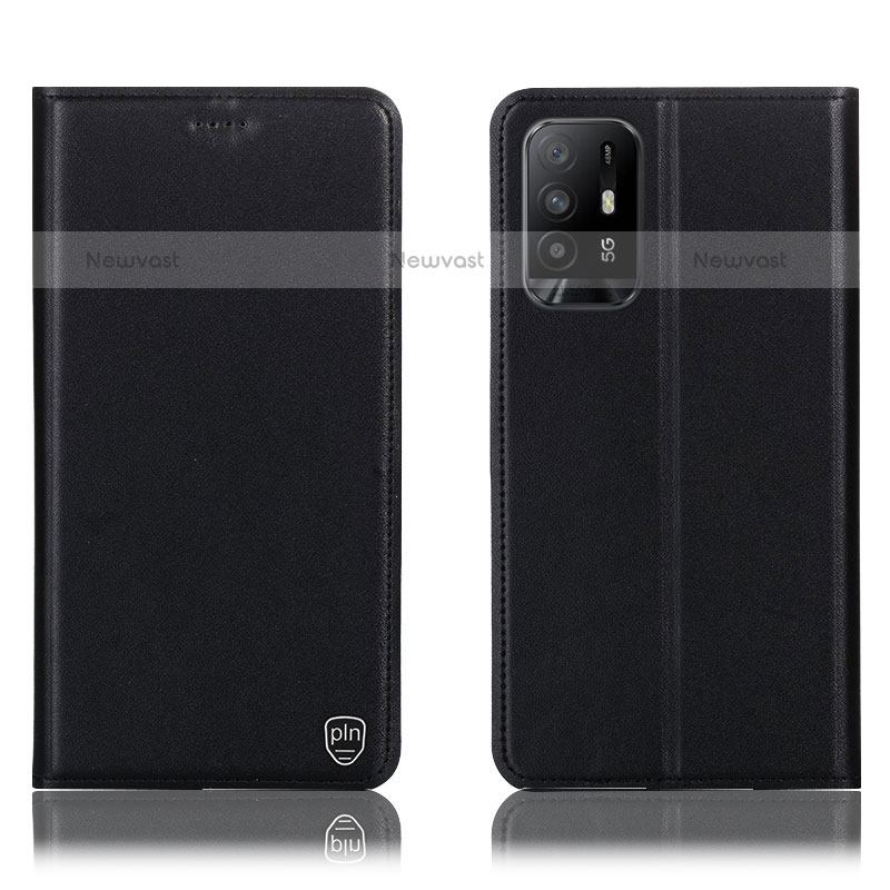 Leather Case Stands Flip Cover Holder H21P for Oppo A94 5G Black