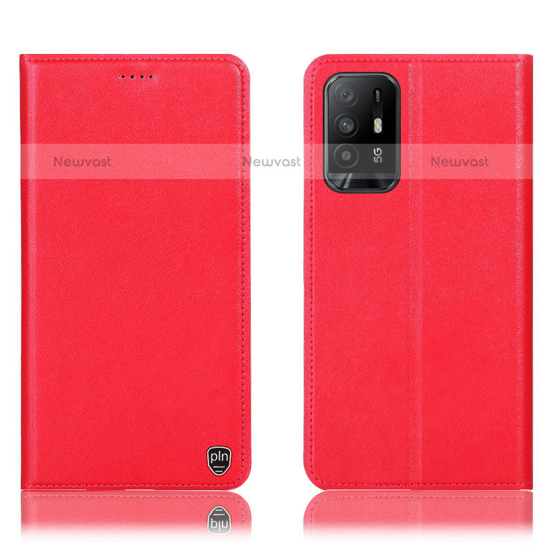 Leather Case Stands Flip Cover Holder H21P for Oppo A95 5G Red