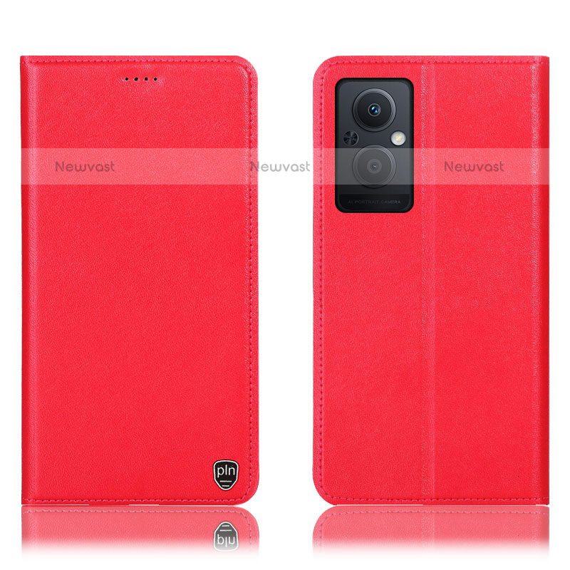 Leather Case Stands Flip Cover Holder H21P for Oppo F21s Pro 5G Red