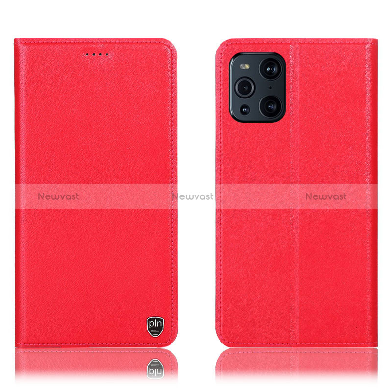 Leather Case Stands Flip Cover Holder H21P for Oppo Find X3 5G Red