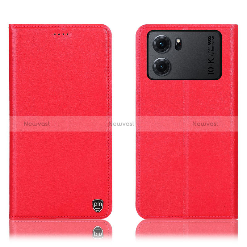 Leather Case Stands Flip Cover Holder H21P for Oppo K10 5G Red