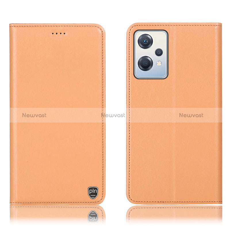 Leather Case Stands Flip Cover Holder H21P for Oppo K10X 5G Orange