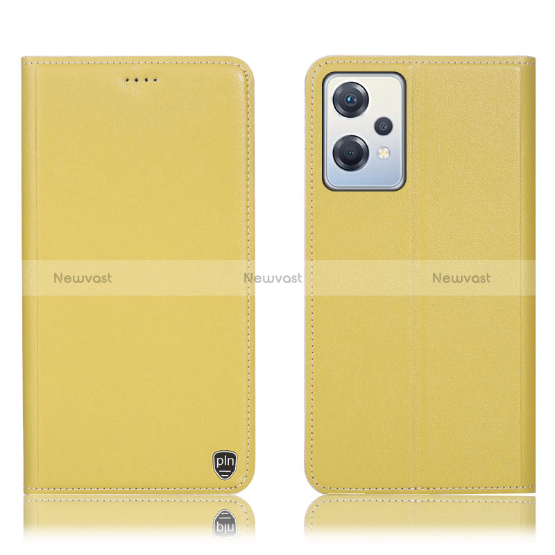 Leather Case Stands Flip Cover Holder H21P for Oppo K10X 5G Yellow