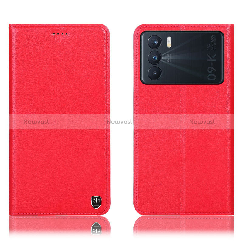 Leather Case Stands Flip Cover Holder H21P for Oppo K9 Pro 5G Red