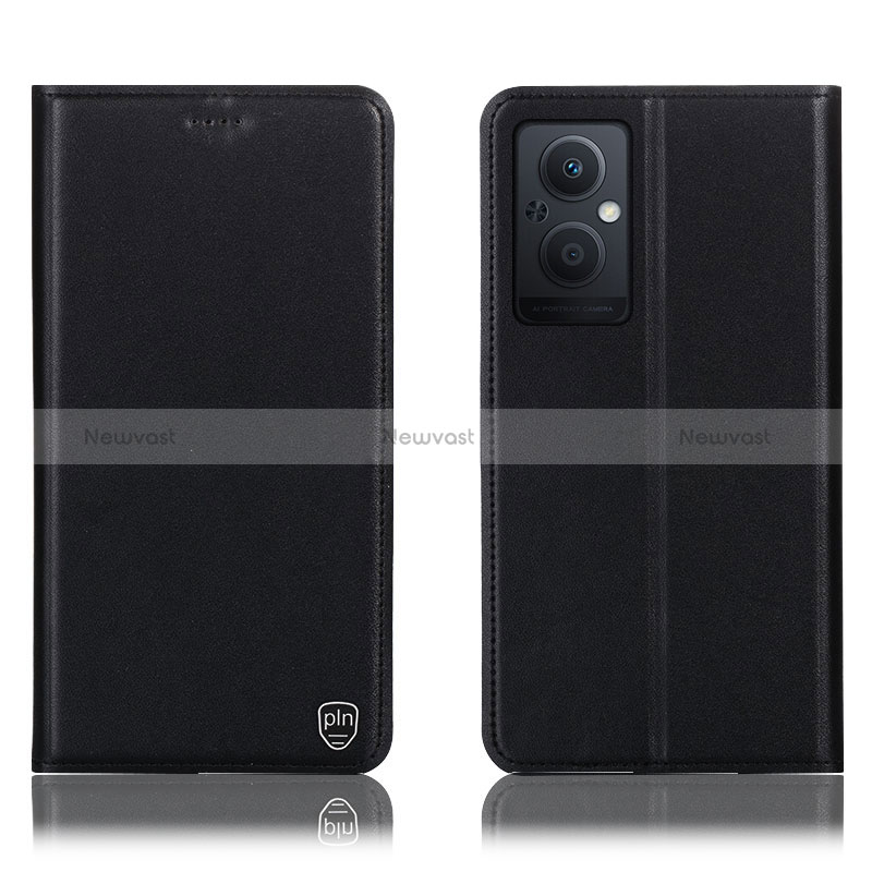 Leather Case Stands Flip Cover Holder H21P for Oppo Reno7 Lite 5G Black