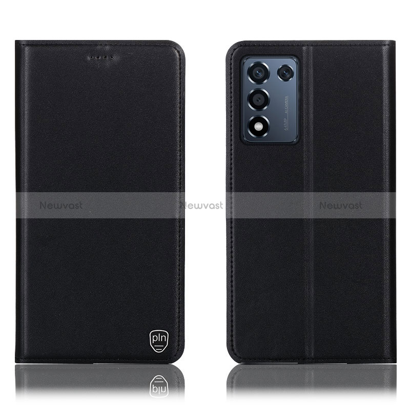 Leather Case Stands Flip Cover Holder H21P for Realme Q3t 5G Black