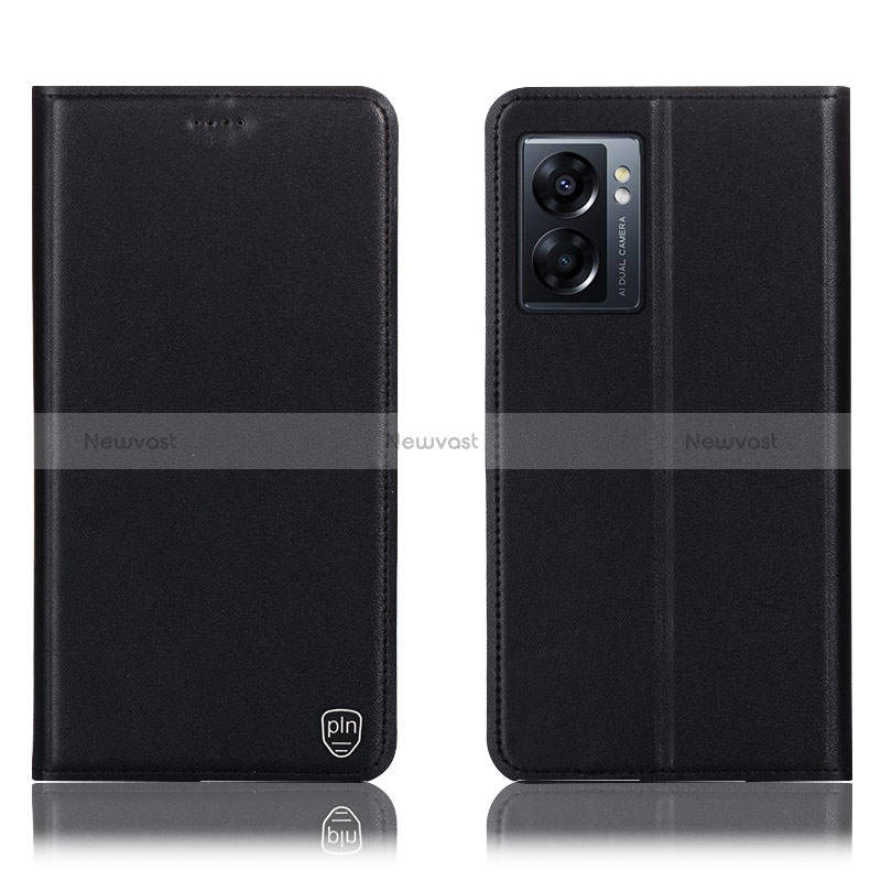 Leather Case Stands Flip Cover Holder H21P for Realme V23 5G Black