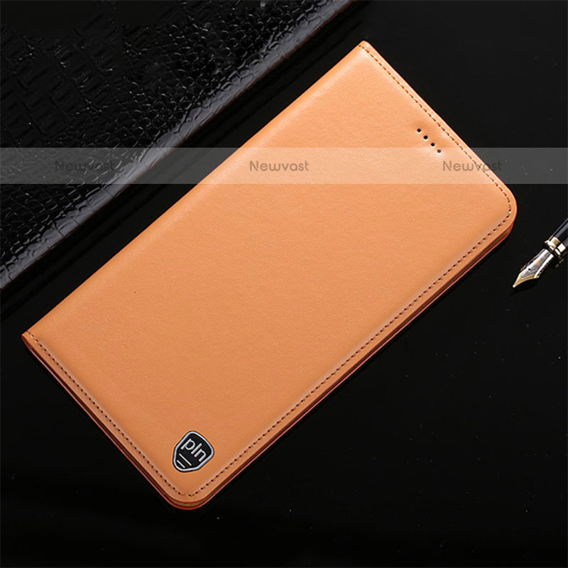 Leather Case Stands Flip Cover Holder H21P for Samsung Galaxy A02s Orange