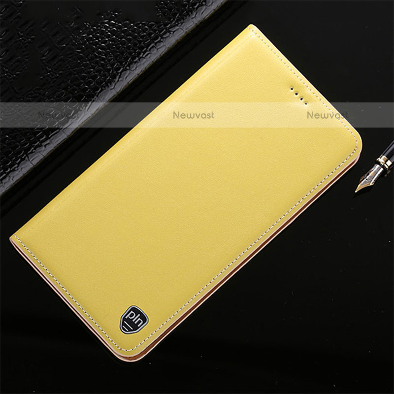 Leather Case Stands Flip Cover Holder H21P for Samsung Galaxy A02s Yellow